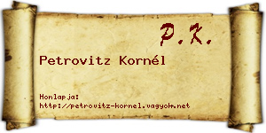 Petrovitz Kornél névjegykártya